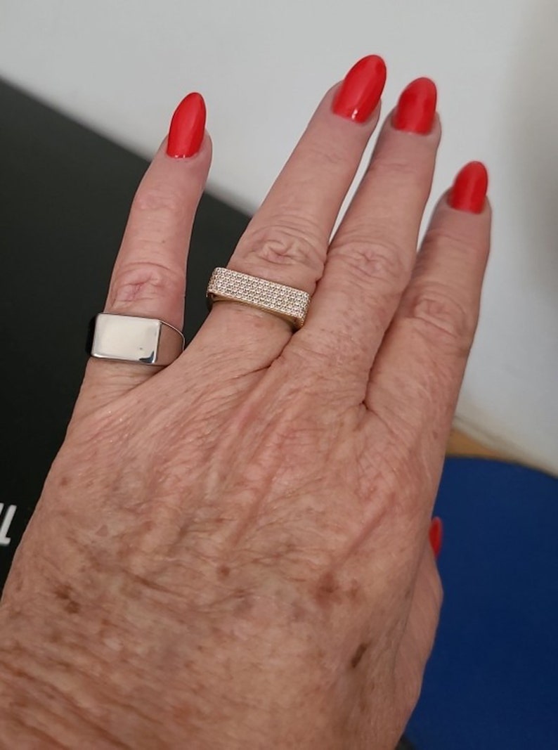 Minimalistischer personalisierter Siegelring, Monogramm und Text Ring, Rechteck Siegelring, Frauen Initial Ring, Geschenk für Sie Bild 5