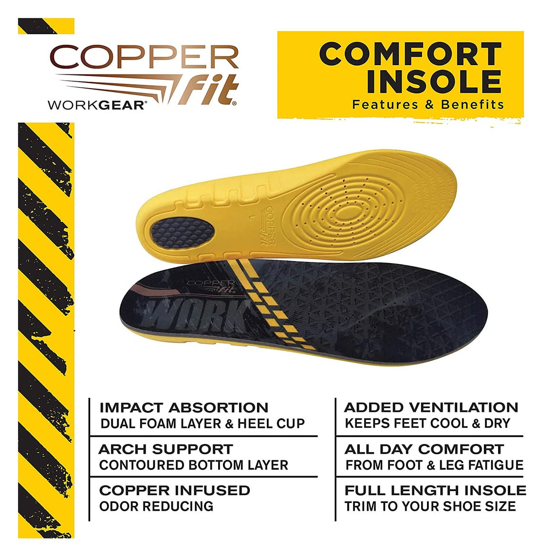 Copper Fit Work Gear Comfort Insoles Arch Support Color Etsy