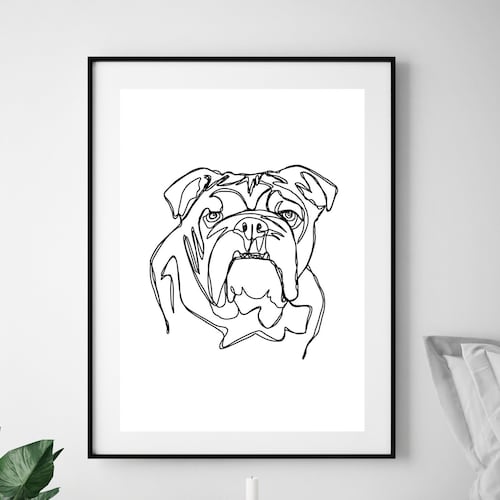 English Bulldog Line Art Minimalist Wall Art Drawing Dogs Etsy