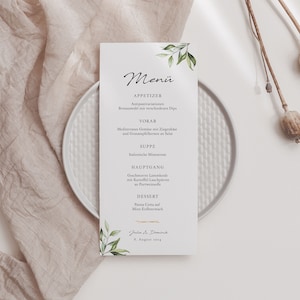 EDITIERBARE Menükarte Getränkekarte zur Hochzeit Lia, Template zum Ausdrucken