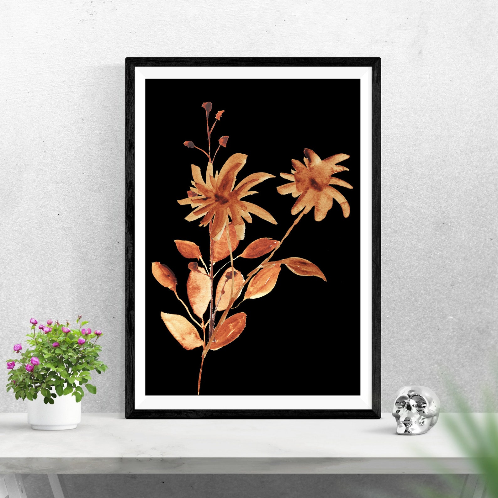 Minimal painting best selling art Dried flowers calming