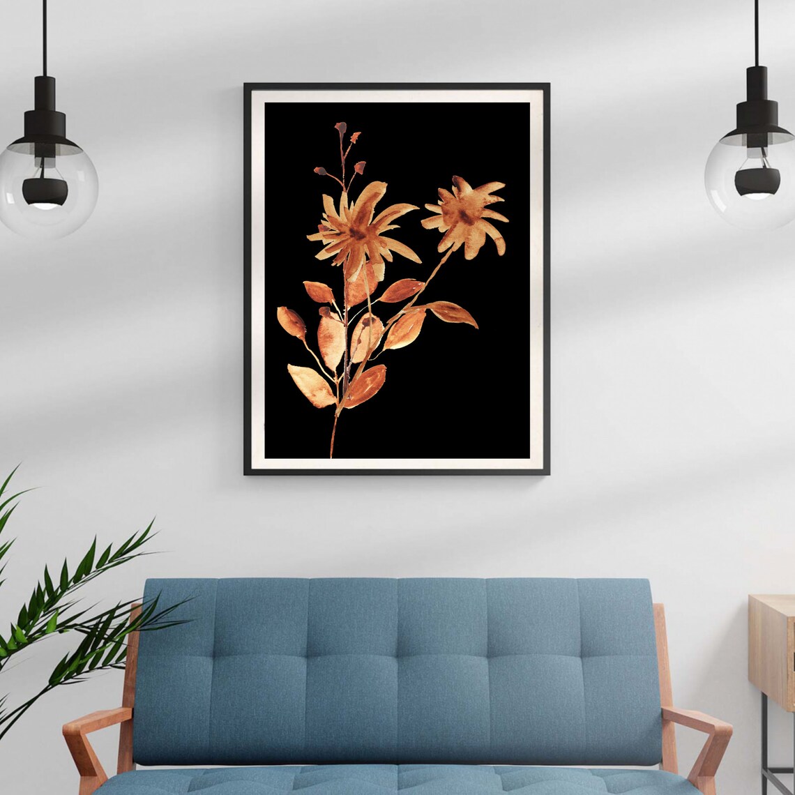 Minimal painting best selling art Dried flowers calming wall Etsy