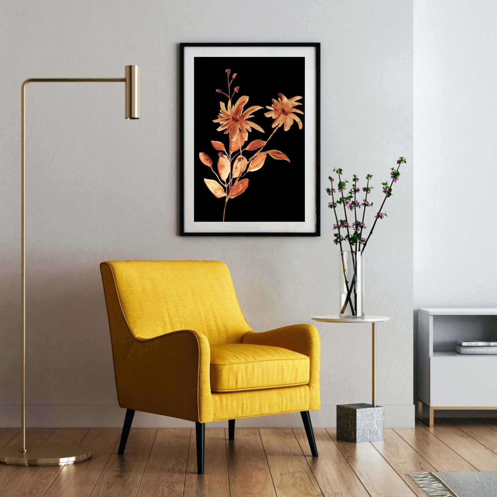 Minimal painting best selling art Dried flowers calming wall Etsy