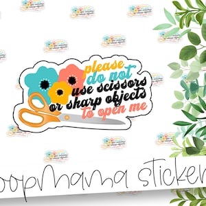Gebruik geen schaar of scherpe voorwerpen om me te openen - Verpakkingsstickers - Grote 2 inch merksticker voor kleine winkels - kleine winkelsticker