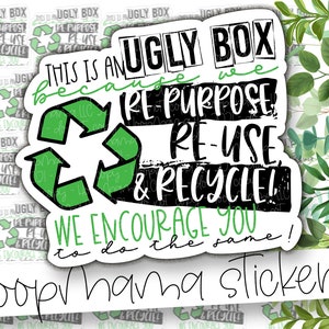 Dies ist eine hässliche Box - Recycling-Box-Verpackung Aufkleber - große 2" Branding Aufkleber für kleine Geschäfte - Shop kleine Aufkleber - 24 Aufkleber Blatt