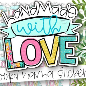 Handmade With Love - Thank You Packaging stickers - Large 2 Inch Branding Sticker For Small Shops - Shop Small Stickers - 24 Sticker Sheet