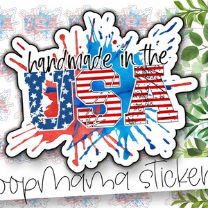 Handmade In The USA - Patriotic 4th Of July Gnomes Packaging Stickers - Large 2 Inch Branding Sticker For Small Shops