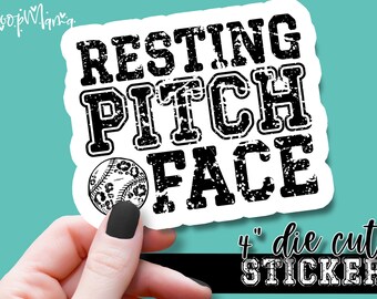 Resting Pitch Face - Funny Sports Laptop & Waterbottle Tumbler 4 Inch Decal - Vinyl Waterproof Sticker