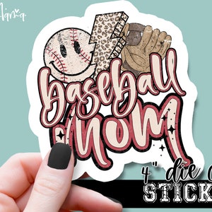 Baseball Mom - Funny Sports Laptop & Waterbottle Tumbler 4 Inch Decal - Vinyl Waterproof Sticker