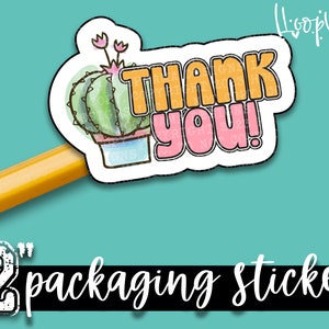 Gracias - Cactus - Pegatinas de embalaje hechas a mano - Etiqueta de marca grande de otoño de 2 pulgadas para tiendas pequeñas - Comprar pegatinas pequeñas