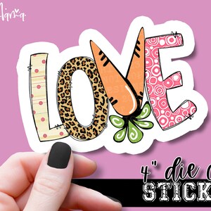 Love With Carrots - Funny Laptop & Waterbottle Tumbler 4 Inch Decal - Vinyl Waterproof Sticker