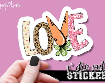 Love With Carrots - Funny Laptop & Waterbottle Tumbler 4 Inch Decal - Vinyl Waterproof Sticker