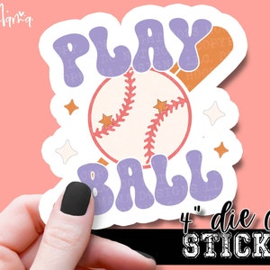 Play Ball - Funny Sports Laptop & Waterbottle Tumbler 4 Inch Decal - Vinyl Waterproof Sticker