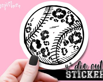 Baseball Leopard - Funny Laptop & Waterbottle Tumbler 4 Inch Decal - Vinyl Waterproof Sticker