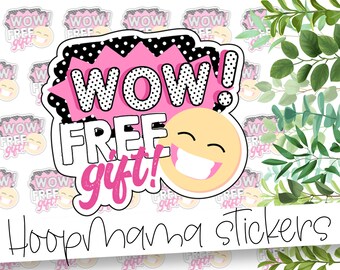 Wow! Free Gift Just For You! - Surprise Packaging Sticker - Large 2 Inch Sticker For Small Shops - Shop Small Stickers - 24 Sticker Sheet