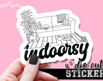 Indoorsy - Funny Introvert Laptop or Waterbottle Tumbler 4 Inch Decal - Vinyl Waterproof Sticker