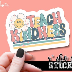 Teach Kindness - Teacher Laptop or Waterbottle Tumbler 4 Inch Decal - Vinyl Waterproof Sticker