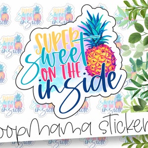 Super sweet aan de binnenkant - kleurrijke ananas verpakking stickers - grote 2 inch sticker - winkel kleine stickers - 24 sticker vel