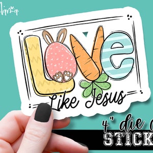 Love Like Jesus - Decalcomania da 4 pollici per laptop e bottiglia d'acqua divertente - Adesivo impermeabile in vinile