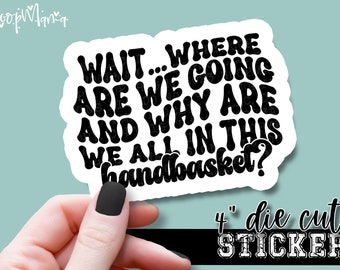 Wait... Where Are We Going... - Funny Laptop or Waterbottle Tumbler 4 Inch Decal - Vinyl Waterproof Sticker