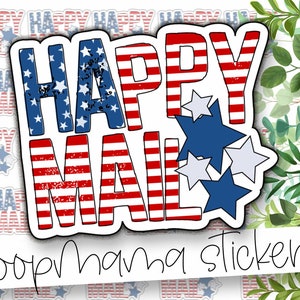 Glückliche Mail amerikanische Flagge mit Sternen - patriotische 4. Juli Verpackung Aufkleber - große 2 Zoll kleine Shop Branding Aufkleber