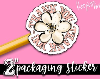 Thank You Thank You - Handmade Packaging Stickers - Large 2 Inch Branding Sticker For Small Shops - Shop Small Stickers