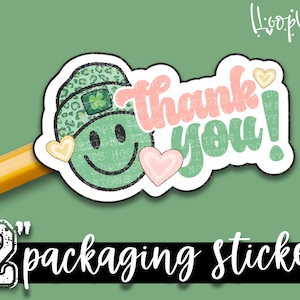 Bedankt! - St. Patrick's Day-verpakkingsstickers - Grote merksticker van 2 inch voor kleine winkels - 24 stickervel