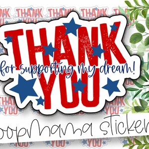 Merci de soutenir mon rêve - Patriotique 4th Of July Gnomes Packaging Stickers - Large 2 Inch Branding Sticker For Small Shops