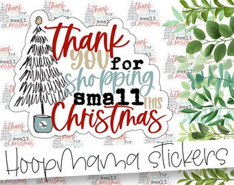 Thank You For Shopping Small This Christmas - Christmas Tree Packaging Stickers - Large 2 Inch Branding & Packaging Sticker For Small Shops