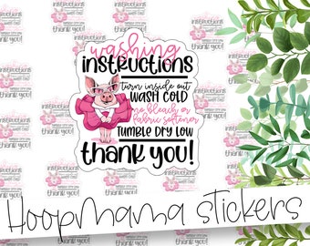 Washing And Care Instructions - Sticker For Shirts Packaging sticker - Large 2.5 Inch Branding Sticker For Small Shops - 24 Sticker Sheet