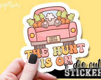 The Hunt Is On - Funny Laptop & Waterbottle Tumbler 4 Inch Decal - Vinyl Waterproof Sticker
