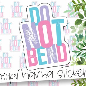 No doblar - Mango colorido con cuidado no doblar pegatinas de embalaje - Etiqueta de marca grande de 2 pulgadas para pequeñas tiendas - - Hoja de 24 pegatinas