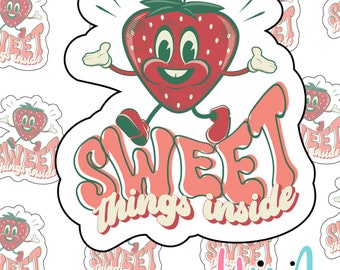 Sweet Things Inside - Happy Mail Stickers - Large 2 Inch Branding Sticker For Small Shops - Small Shop Sticker