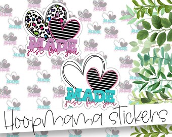 Made Just For You - Colorful Heart Packaging stickers - Large 2 Inch Branding Sticker - Shop Small Stickers - 24 Sticker Sheet