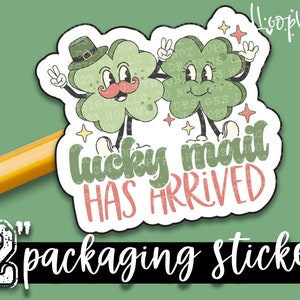 Lucky Mail is gearriveerd - St. Patrick's Day verpakkingsstickers - grote 2 inch merksticker voor kleine winkels - 24 stickervel