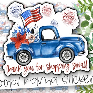 Merci pour shopping petit - Patriotique 4th Of July Gnomes Packaging Stickers - Large 2 Inch Branding Sticker For Small Shops