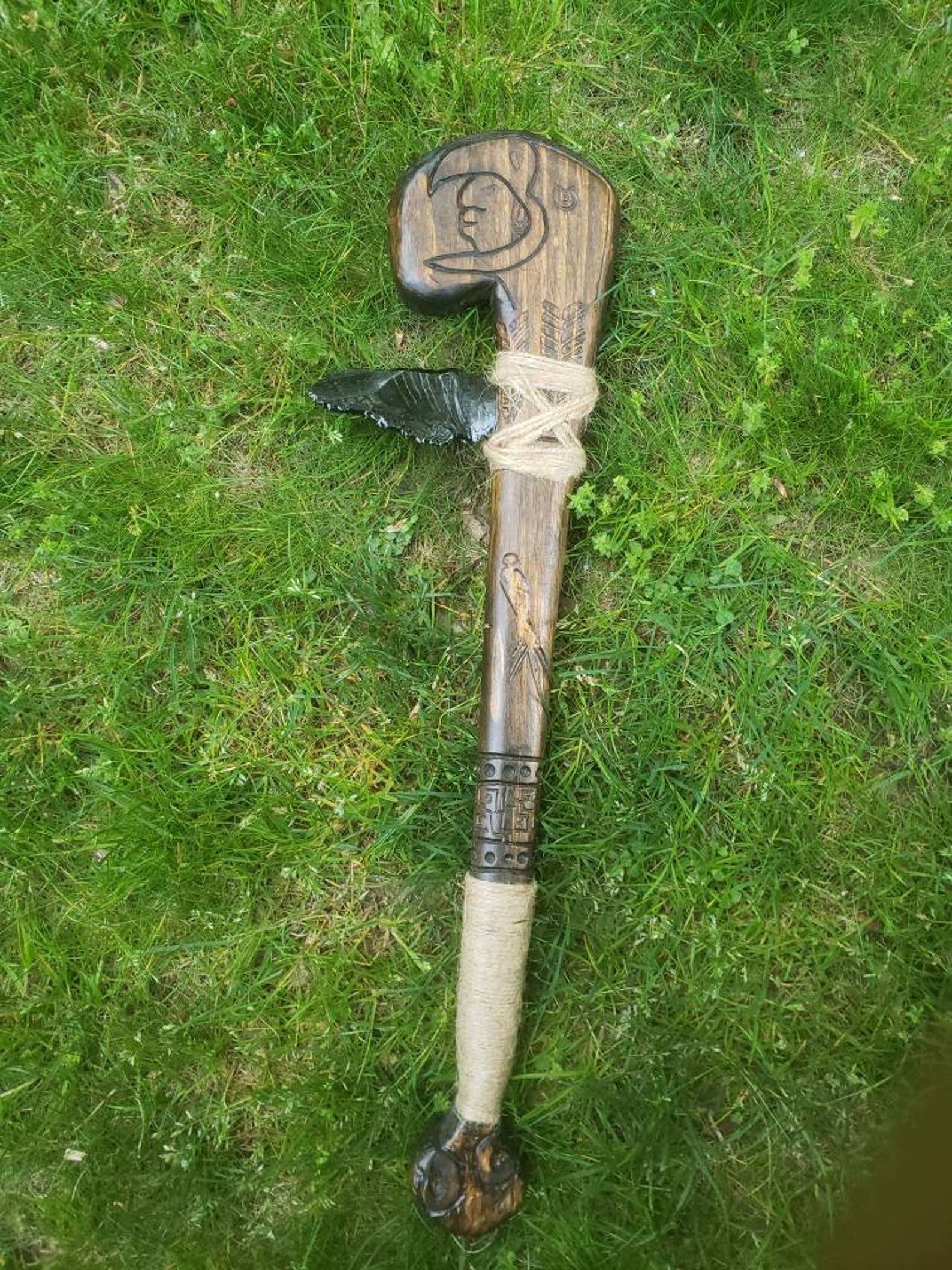 Handmade Mayan Inspired Battle Axe with obsidian | Etsy