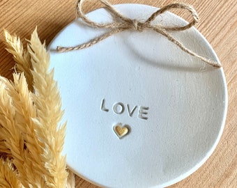 Wedding ring holder dish, Trinket dish for rings, Clay ring dish, Engagement and wedding gift