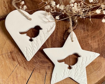 Remembrance Robin Ornament: Bereavement Gift, Christmas Clay Keepsake