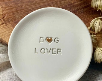 Dog Lover Trinket Dish: Handmade Air Drying Clay Decorative Ring Dish