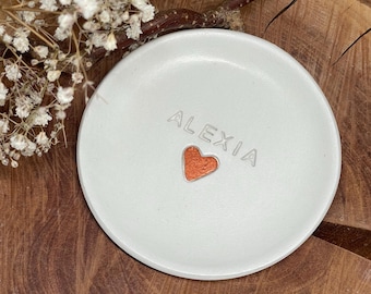 Personalised Ring Dish: Custom Name Trinket Dish with Heart