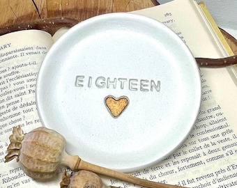 18th Birthday Handmade Clay Trinket Dish: Keepsake Gift
