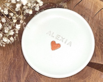 Personalised Ring Dish: Custom Name Trinket Dish with Heart