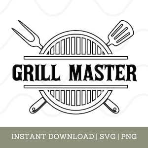 Grill Master SVG - Grilling PNG - King of the Grill Digital File - Regalo para papá - Grilling SVG - Archivos Cricut / Descarga instantánea