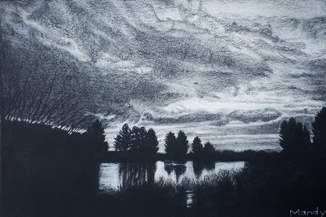 Art Black and White Charcoal Drawing on Arches Paper Etsy