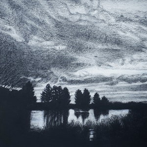 Art Black and White Charcoal Drawing on Arches Paper - Etsy