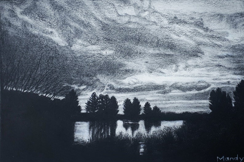Art Black and White Charcoal Drawing on Arches Paper - Etsy