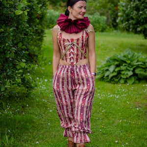 Clownbroek Vintage Gouden sterren Circus Outfit Cottagecore Romantische Halloween Clown Renfaire Cosplay Pierrotbroek Fantasiekostuum