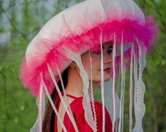 READY TO SHIP Jellyfish Hat Kids Adults Pink Medusa Hat Halloween Costume Cosplay  Kids outfit Birthday Jellyfish costume