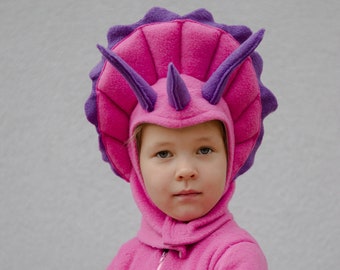 Déguisement dinosaure rose triceratops combinaison enfants bébé bambin cosplay costume d'halloween tenue enfant fête d'anniversaire accessoires photo